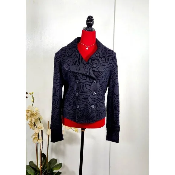 NWT Vertigo Paris Women's Black Wool Modern Day Pea Coat Size XL 1122 - Picture 1 of 13